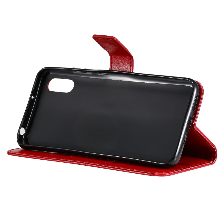 For Xiaomi Redmi 9A Tree & Cat Pattern Pressed Printing Horizontal Flip PU Leather Case with Holder & Card Slots & Wallet & Lanyard(Red) - Xiaomi Cases by buy2fix | Online Shopping UK | buy2fix