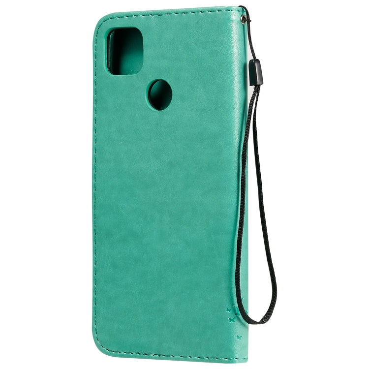 For Xiaomi Redmi 9C Tree & Cat Pattern Pressed Printing Horizontal Flip PU Leather Case with Holder & Card Slots & Wallet & Lanyard(Green) - Xiaomi Cases by buy2fix | Online Shopping UK | buy2fix