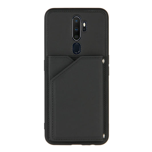 For OPPO A9 2020 Skin Feel PU + TPU + PC Back Cover Shockproof Case with Card Slots & Holder & Photo Frame(Black) by buy2fix
