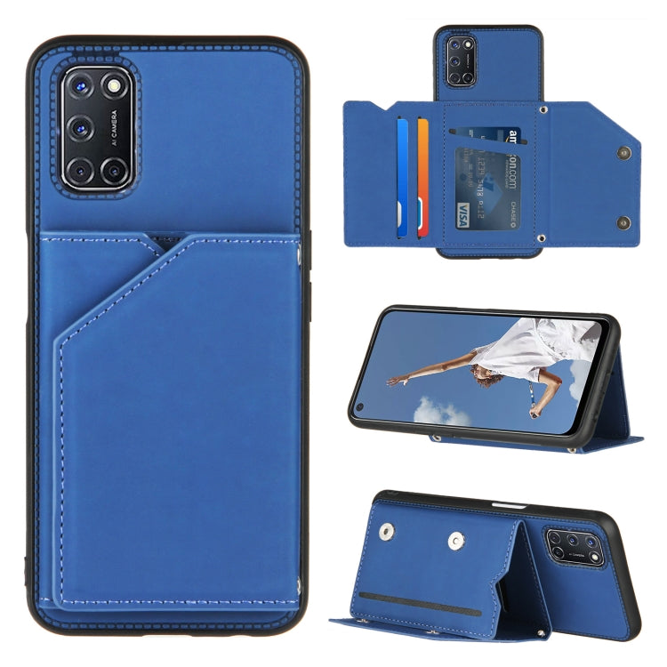 For OPPO A52 & A72 & A92 Skin Feel PU + TPU + PC Back Cover Shockproof Case with Card Slots & Holder & Photo Frame(Royal Blue) - OPPO Cases by buy2fix | Online Shopping UK | buy2fix