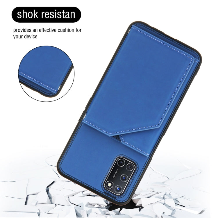 For OPPO A52 & A72 & A92 Skin Feel PU + TPU + PC Back Cover Shockproof Case with Card Slots & Holder & Photo Frame(Royal Blue) - OPPO Cases by buy2fix | Online Shopping UK | buy2fix