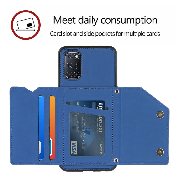 For OPPO A52 & A72 & A92 Skin Feel PU + TPU + PC Back Cover Shockproof Case with Card Slots & Holder & Photo Frame(Royal Blue) - OPPO Cases by buy2fix | Online Shopping UK | buy2fix