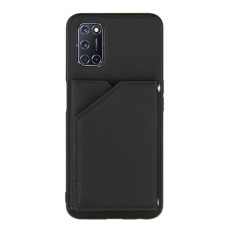 For OPPO A52 & A72 & A92 Skin Feel PU + TPU + PC Back Cover Shockproof Case with Card Slots & Holder & Photo Frame(Black) - OPPO Cases by buy2fix | Online Shopping UK | buy2fix