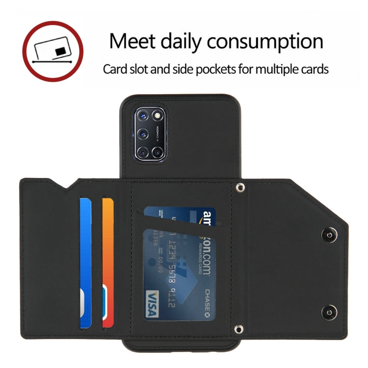 For OPPO A52 & A72 & A92 Skin Feel PU + TPU + PC Back Cover Shockproof Case with Card Slots & Holder & Photo Frame(Black) - OPPO Cases by buy2fix | Online Shopping UK | buy2fix