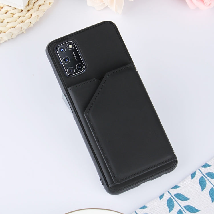 For OPPO A52 & A72 & A92 Skin Feel PU + TPU + PC Back Cover Shockproof Case with Card Slots & Holder & Photo Frame(Black) - OPPO Cases by buy2fix | Online Shopping UK | buy2fix