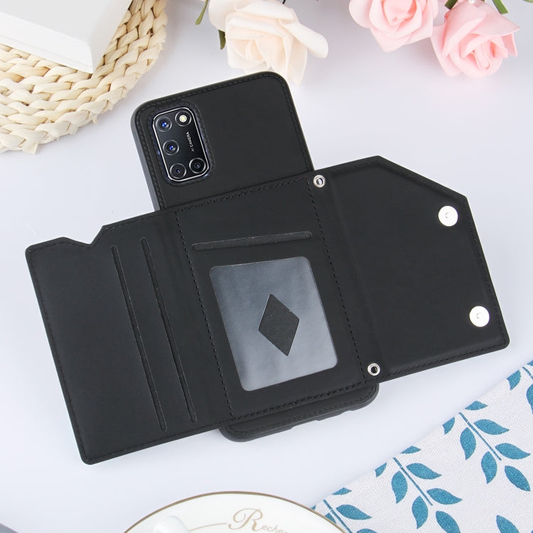 For OPPO A52 & A72 & A92 Skin Feel PU + TPU + PC Back Cover Shockproof Case with Card Slots & Holder & Photo Frame(Black) - OPPO Cases by buy2fix | Online Shopping UK | buy2fix