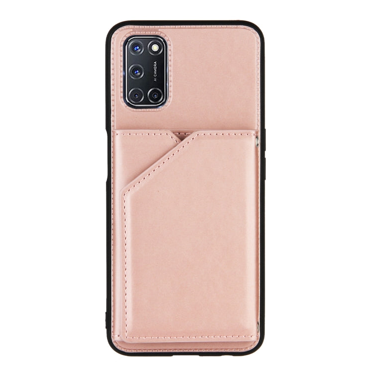 For OPPO A52 & A72 & A92 Skin Feel PU + TPU + PC Back Cover Shockproof Case with Card Slots & Holder & Photo Frame(Rose Gold) - OPPO Cases by buy2fix | Online Shopping UK | buy2fix