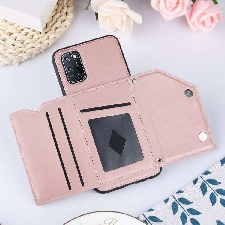 For OPPO A52 & A72 & A92 Skin Feel PU + TPU + PC Back Cover Shockproof Case with Card Slots & Holder & Photo Frame(Rose Gold) - OPPO Cases by buy2fix | Online Shopping UK | buy2fix