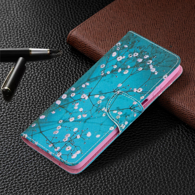 For Samsung Galaxy A12 Colored Drawing Pattern Horizontal Flip Leather Case with Holder & Card Slots & Wallet(Plum Blossom) by buy2fix