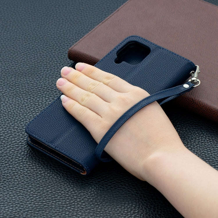 For Samsung Galaxy A12 Litchi Texture Pure Color Horizontal Flip PU Leather Case with Holder & Card Slots & Wallet & Lanyard(Dark Blue) by buy2fix