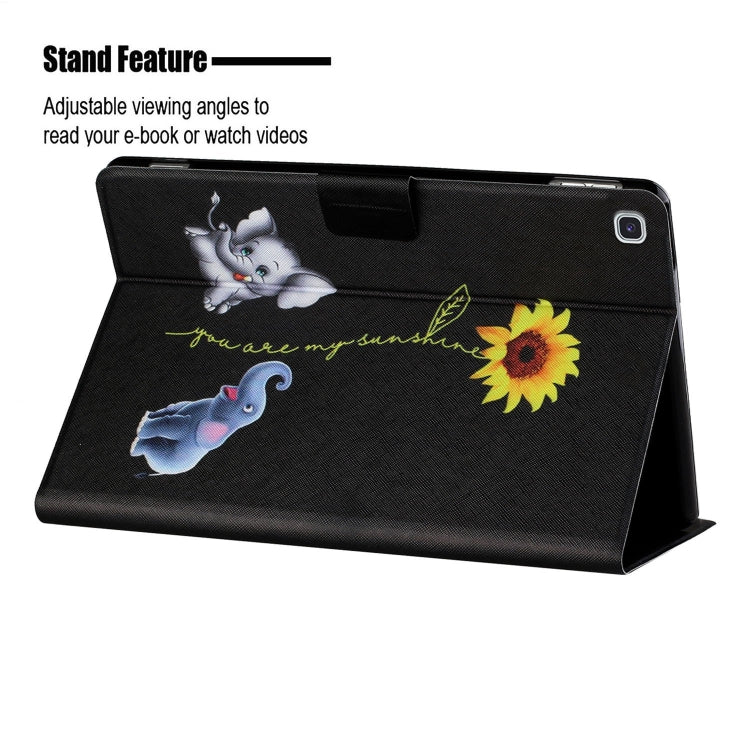For Samsung Galaxy Tab S6 Lite P610/P615 Colored Drawing Horizontal Flip Leather Case with Holder & Card Slots(Elephant) - Tab S6 Lite P610 / P615 by buy2fix | Online Shopping UK | buy2fix