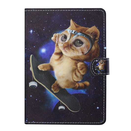 For 10 inch Tablet PC Universal Colored Drawing Horizontal Flip Leather Case with Holder & Card Slots(Skateboard Cat) by buy2fix