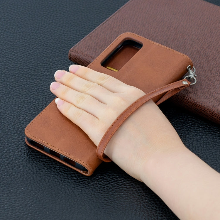 For Huawei P smart 2021 / Y7a Retro Lambskin Texture Pure Color Horizontal Flip PU Leather Case with Holder & Card Slots & Wallet & Lanyard(Brown) by buy2fix