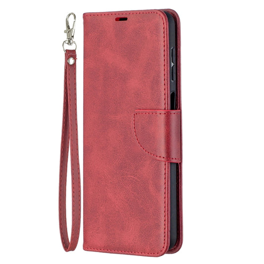 For Samsung Galaxy A12 Retro Lambskin Texture Pure Color Horizontal Flip PU Leather Case with Holder & Card Slots & Wallet & Lanyard(Red) by buy2fix