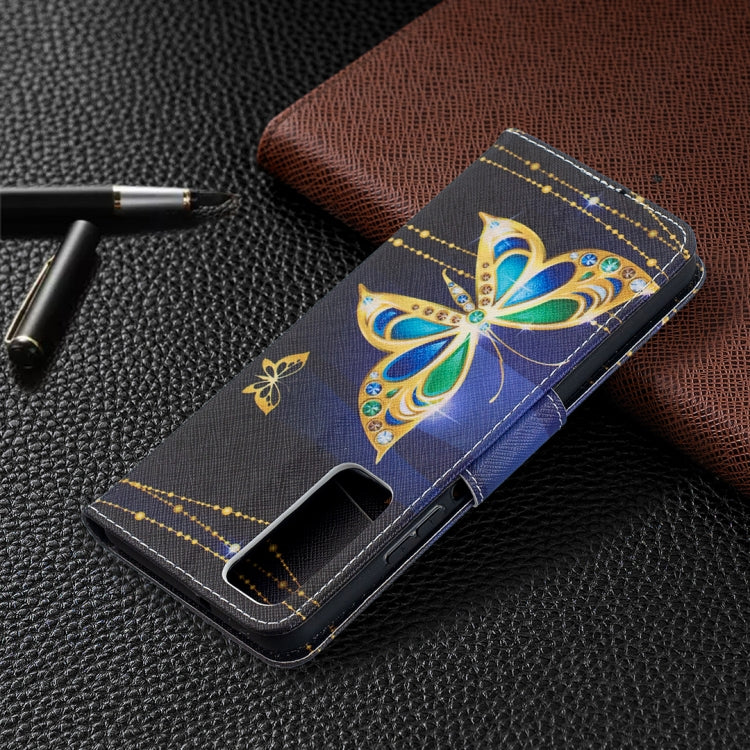 For Huawei P smart 2021 / Y7a Colored Drawing Pattern Horizontal Flip Leather Case with Holder & Card Slots & Wallet(Golden Butterfly) by buy2fix