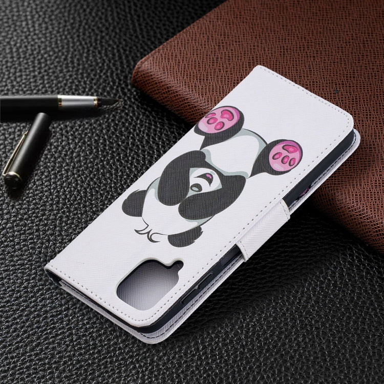 For Samsung Galaxy A12 Colored Drawing Pattern Horizontal Flip Leather Case with Holder & Card Slots & Wallet(Panda) by buy2fix