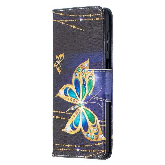 For Samsung Galaxy A12 Colored Drawing Pattern Horizontal Flip Leather Case with Holder & Card Slots & Wallet(Golden Butterfly) by buy2fix