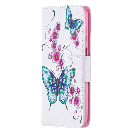 For Samsung Galaxy A12 Colored Drawing Pattern Horizontal Flip Leather Case with Holder & Card Slots & Wallet(Two Butterflies) by buy2fix