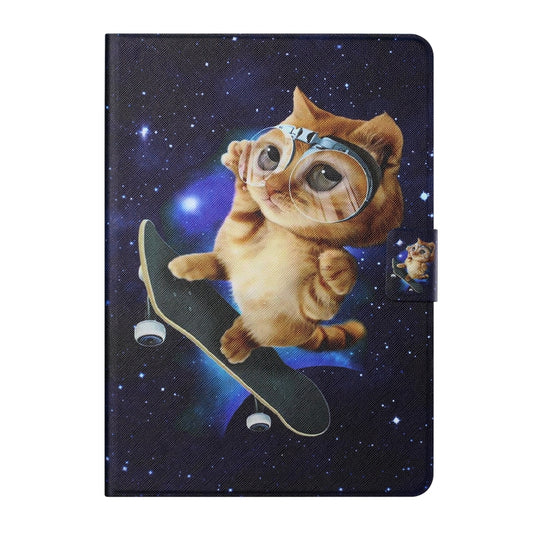 For Lenovo Tab FHD M10 Plus X606F Colored Drawing Horizontal Flip Leather Case with Holder & Card Slots & Sleep / Wake-up Function(Skateboard Cat) by buy2fix
