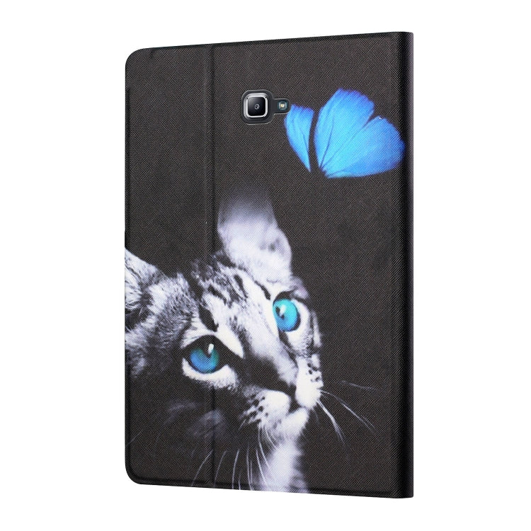 For Samsung Galaxy Tab A 10.1 T580/T585 (2016) Colored Drawing Horizontal Flip Leather Case with Holder & Card Slots & Sleep / Wake-up Function(Butterfly Cat) - Tab A 10.1 by buy2fix | Online Shopping UK | buy2fix