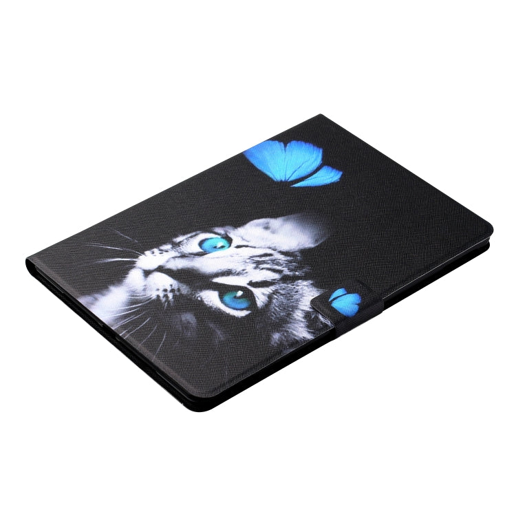 For Samsung Galaxy Tab A 10.1 T580/T585 (2016) Colored Drawing Horizontal Flip Leather Case with Holder & Card Slots & Sleep / Wake-up Function(Butterfly Cat) - Tab A 10.1 by buy2fix | Online Shopping UK | buy2fix