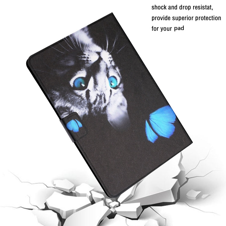 For Samsung Galaxy Tab A 10.1 T580/T585 (2016) Colored Drawing Horizontal Flip Leather Case with Holder & Card Slots & Sleep / Wake-up Function(Butterfly Cat) - Tab A 10.1 by buy2fix | Online Shopping UK | buy2fix