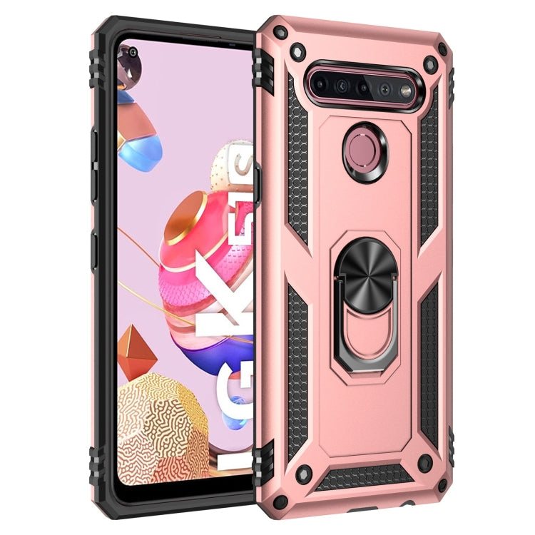 For LG K51S Shockproof TPU + PC Protective Case with 360 Degree Rotating Holder(Rose Gold) - LG Cases by buy2fix | Online Shopping UK | buy2fix