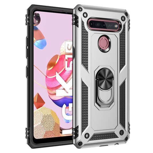 For LG K51S Shockproof TPU + PC Protective Case with 360 Degree Rotating Holder(Silver) - LG Cases by buy2fix | Online Shopping UK | buy2fix