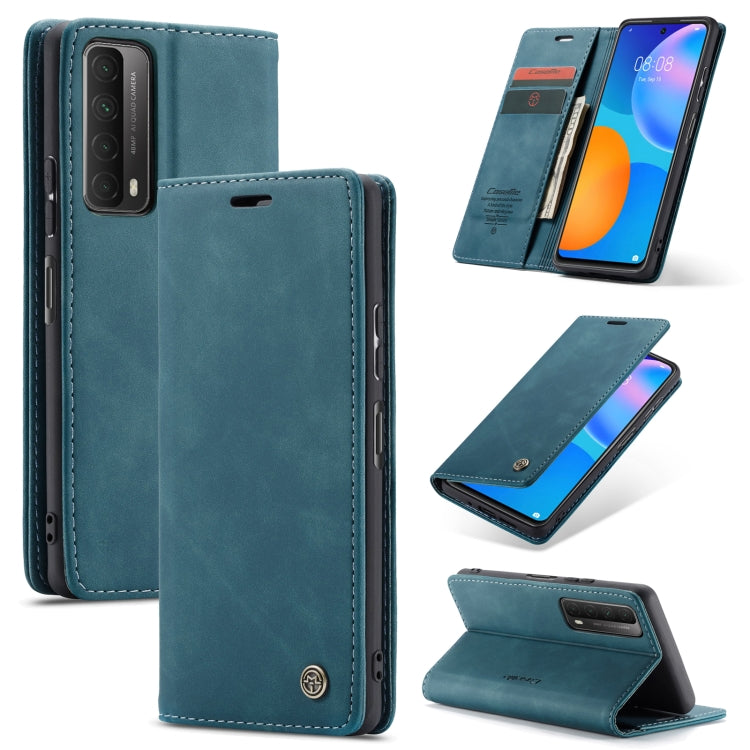 For Huawei P Smart 2021 CaseMe-013 Multifunctional Retro Frosted Horizontal Flip Leather Case with Card Slot & Holder & Wallet(Blue) - Huawei Cases by CaseMe | Online Shopping UK | buy2fix