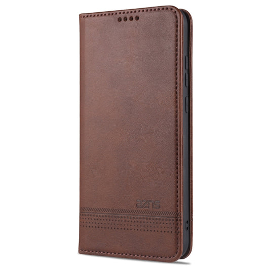 For OPPO A15 AZNS Magnetic Calf Texture Horizontal Flip Leather Case with Card Slots & Holder & Wallet(Dark Brown) by AZNS