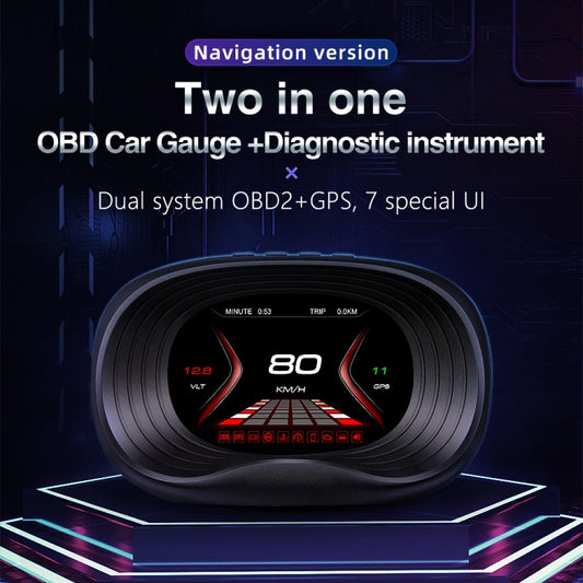 P20 OBD2 + GPS Mode Car Head-up Display HUD Overspeed / Speed / Water Temperature / Engine Failure Alarm by buy2fix