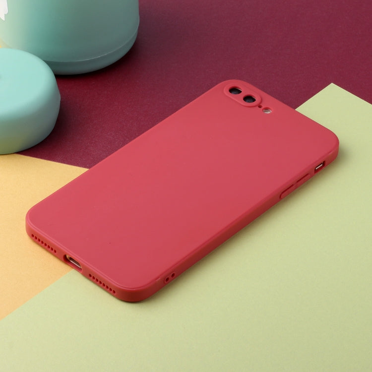 Straight Edge Solid Color TPU Shockproof Case For iPhone 7 Plus / 8 Plus(Hawthorn Red) - More iPhone Cases by buy2fix | Online Shopping UK | buy2fix