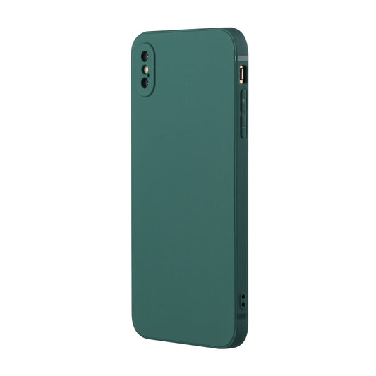 For iPhone X / XS Straight Edge Solid Color TPU Shockproof Case(Dark Night Green) by buy2fix