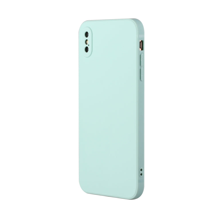 For iPhone X / XS Straight Edge Solid Color TPU Shockproof Case(Light Cyan) - More iPhone Cases by buy2fix | Online Shopping UK | buy2fix