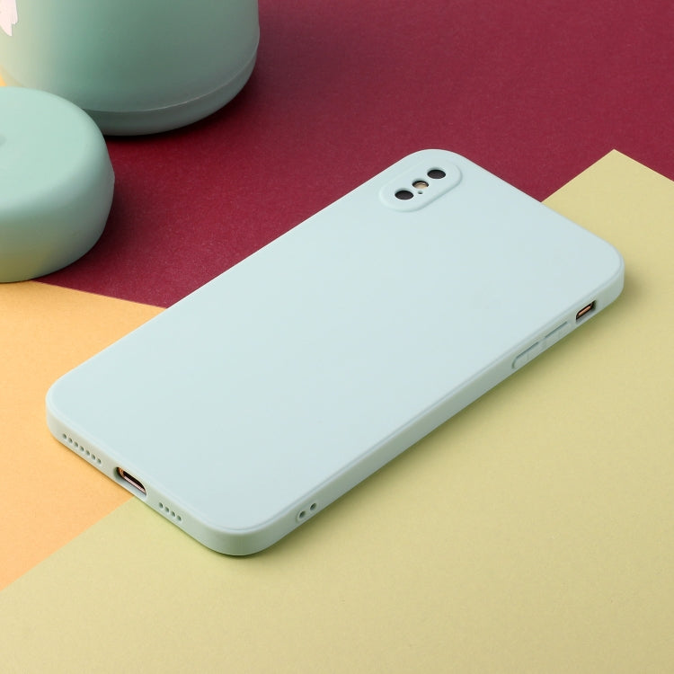 For iPhone X / XS Straight Edge Solid Color TPU Shockproof Case(Light Cyan) - More iPhone Cases by buy2fix | Online Shopping UK | buy2fix