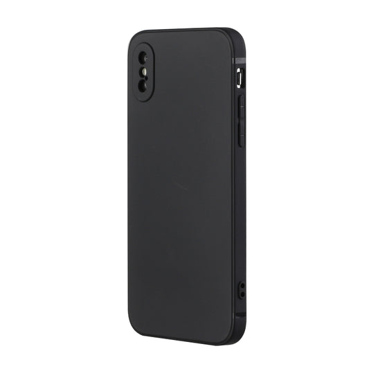 For iPhone X / XS Straight Edge Solid Color TPU Shockproof Case(Black) by buy2fix