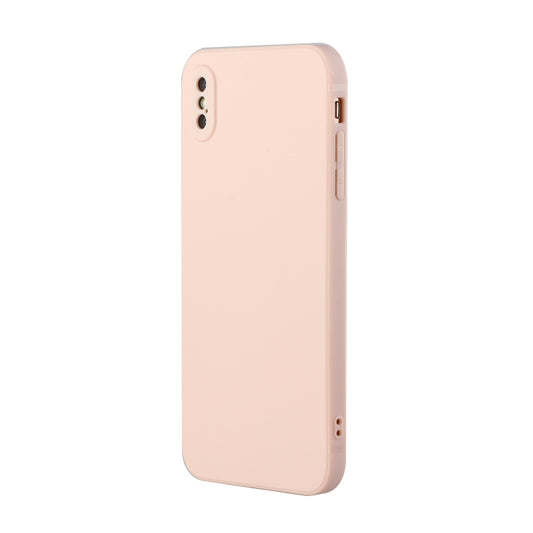 For iPhone X / XS Straight Edge Solid Color TPU Shockproof Case(Light Pink) by buy2fix