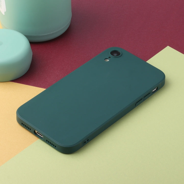 For iPhone XR Straight Edge Solid Color TPU Shockproof Case(Dark Night Green) - More iPhone Cases by buy2fix | Online Shopping UK | buy2fix