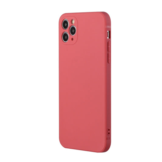 For iPhone 11 Pro Max Straight Edge Solid Color TPU Shockproof Case (Hawthorn Red) by buy2fix