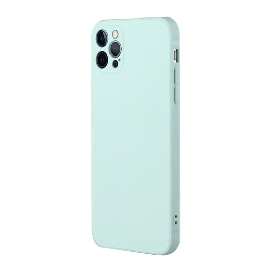 For iPhone 12 Pro Straight Edge Solid Color TPU Shockproof Case(Light Cyan) by buy2fix
