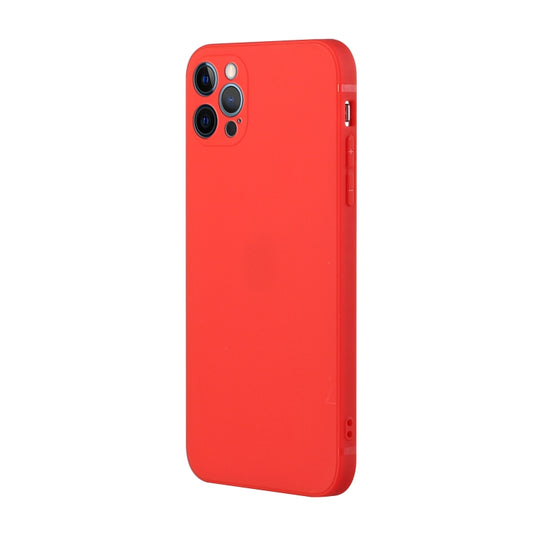 For iPhone 12 Pro Straight Edge Solid Color TPU Shockproof Case(Red) by buy2fix