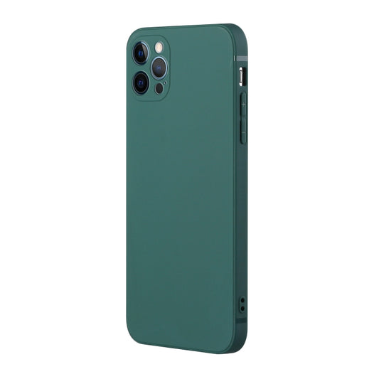 For iPhone 12 Pro Max Straight Edge Solid Color TPU Shockproof Case(Dark Night Green) by buy2fix