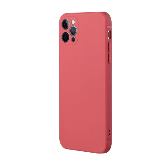 For iPhone 12 Pro Max Straight Edge Solid Color TPU Shockproof Case(Hawthorn Red) by buy2fix