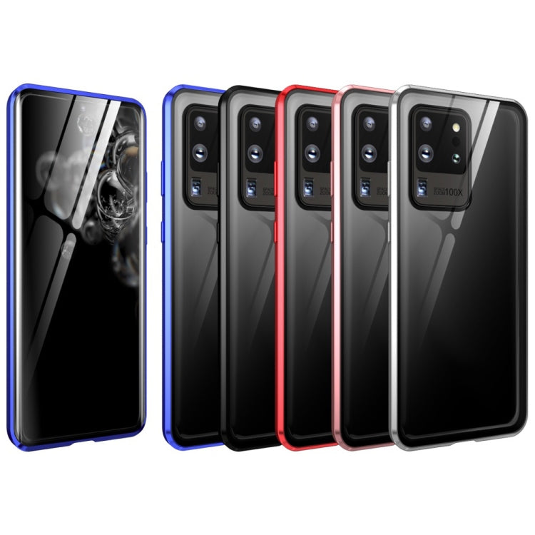 For Samsung Galaxy S20 Ultra Magnetic Metal Frame Double-sided Tempered Glass Case(Red) by buy2fix