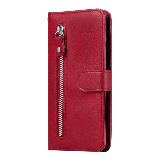 For Xiaomi Poco X3 NFC Fashion Calf Texture Zipper Horizontal Flip Leather Case with Stand & Card Slots & Wallet Function(Red) by buy2fix
