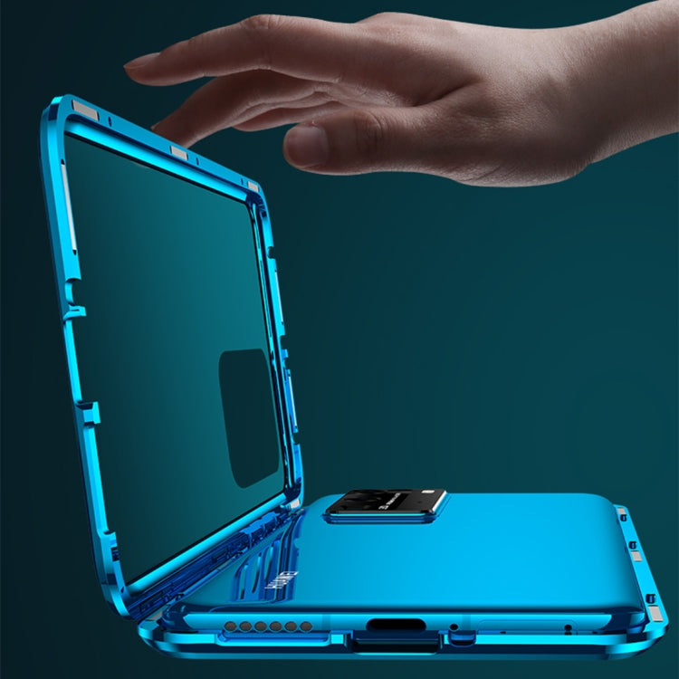 For Huawei P40 Pro Magnetic Metal Frame Double-sided Tempered Glass Case(Gold) by buy2fix