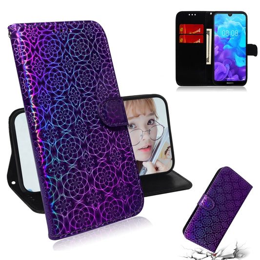 For Huawei Y5 (2019) / Honor 8S Solid Color Colorful Magnetic Buckle Horizontal Flip PU Leather Case with Holder & Card Slots & Wallet & Lanyard(Purple) - Honor Cases by buy2fix | Online Shopping UK | buy2fix