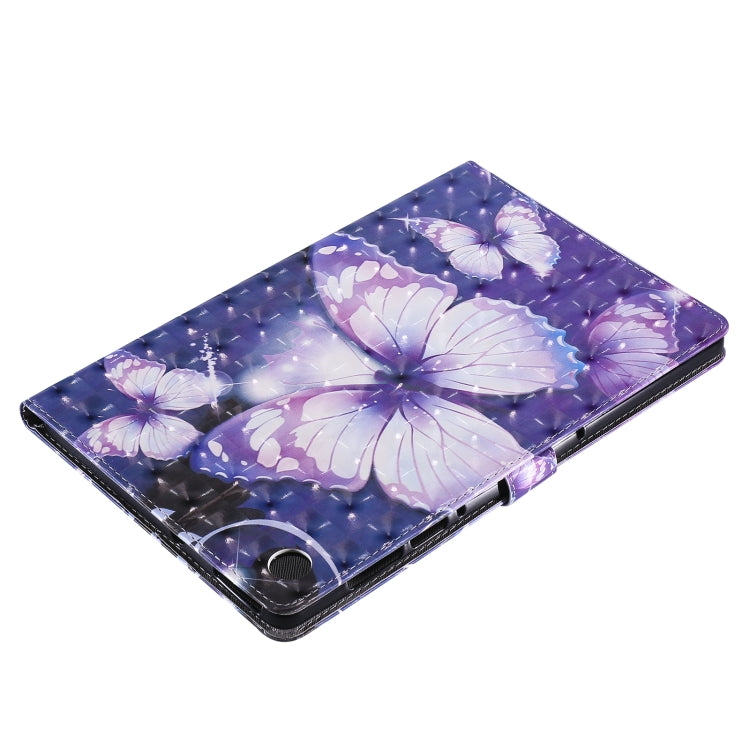 For Lenovo Tab M10 Plus TB-X606F 3D Painted Pattern Horizontal Flip Leather Case with Holder & Card Slots & Wallet & Sleep / Wake-up Function (Purple Butterfly) by buy2fix