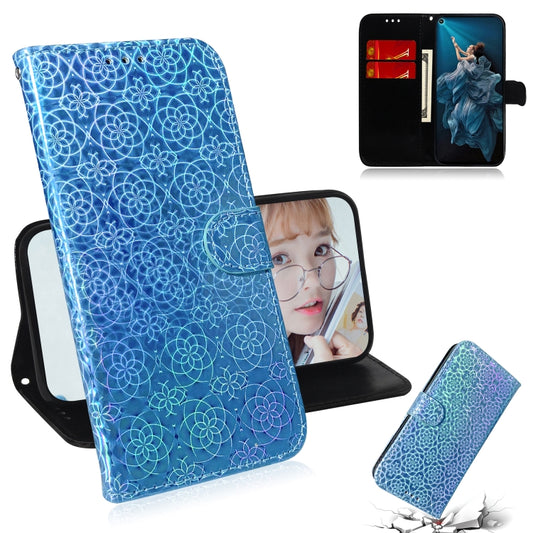 For Huawei Honor 20 Pro Solid Color Colorful Magnetic Buckle Horizontal Flip PU Leather Case with Holder & Card Slots & Wallet & Lanyard(Blue) - Honor Cases by buy2fix | Online Shopping UK | buy2fix