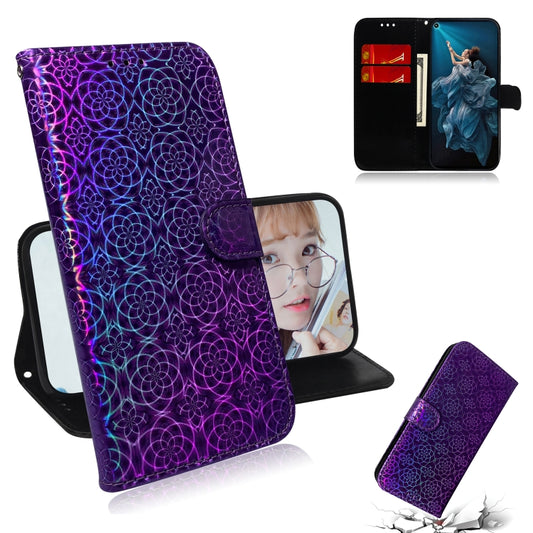 For Huawei Honor 20 Pro Solid Color Colorful Magnetic Buckle Horizontal Flip PU Leather Case with Holder & Card Slots & Wallet & Lanyard(Purple) - Honor Cases by buy2fix | Online Shopping UK | buy2fix